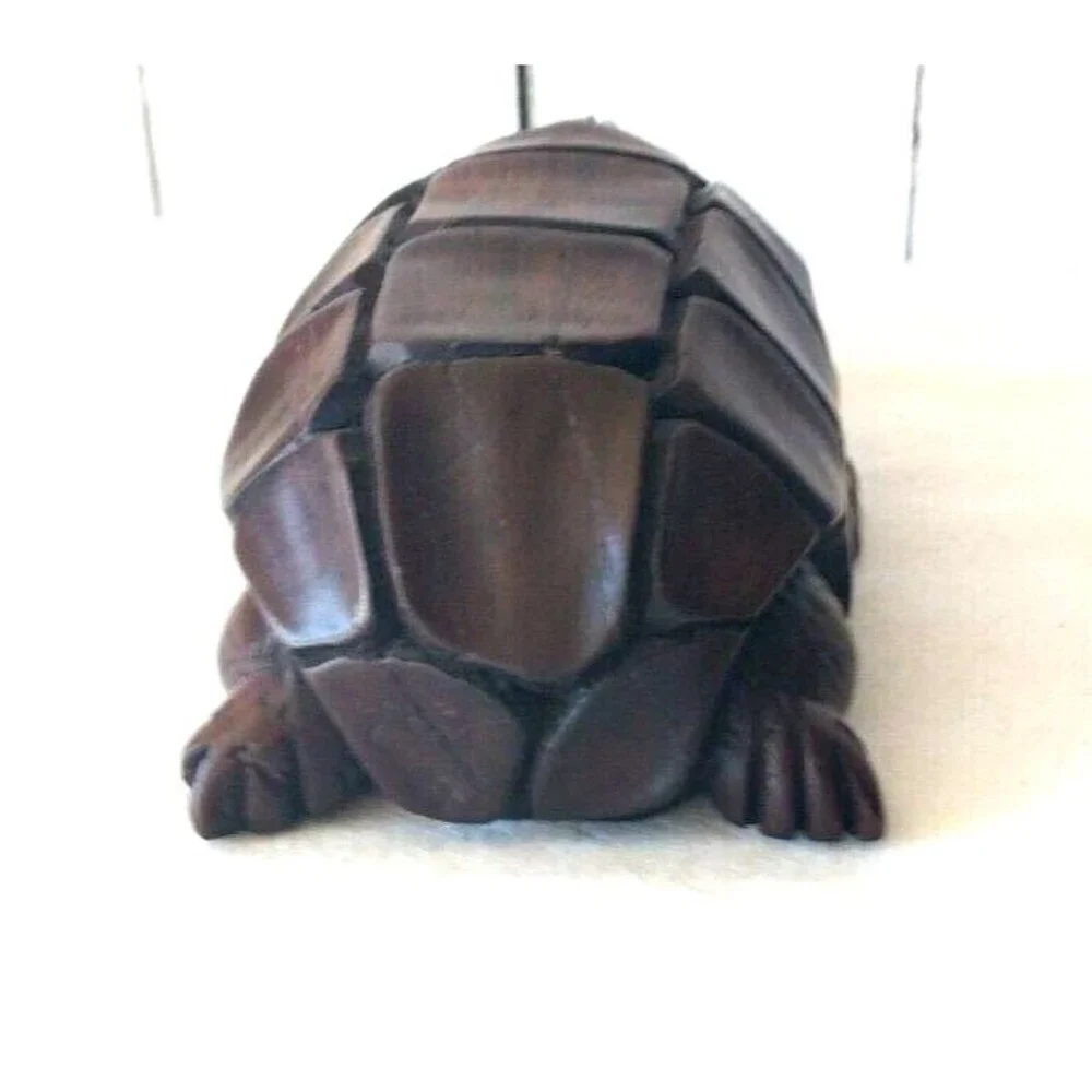 Wood Tortoise Turtle Hand Carved Sculpture Decor Figurine Paper Weight Handmade